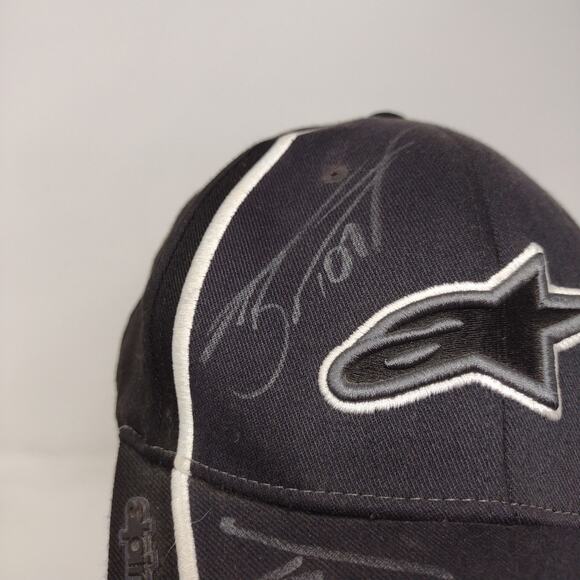 Alpinestars Flexfit Hat Size S-M Black Embroidered Logo 4 Autographs SEE DESC - Picture 4 of 11